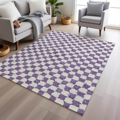Tapis mauve lavable à la machine intérieur / extérieur Xhevrie