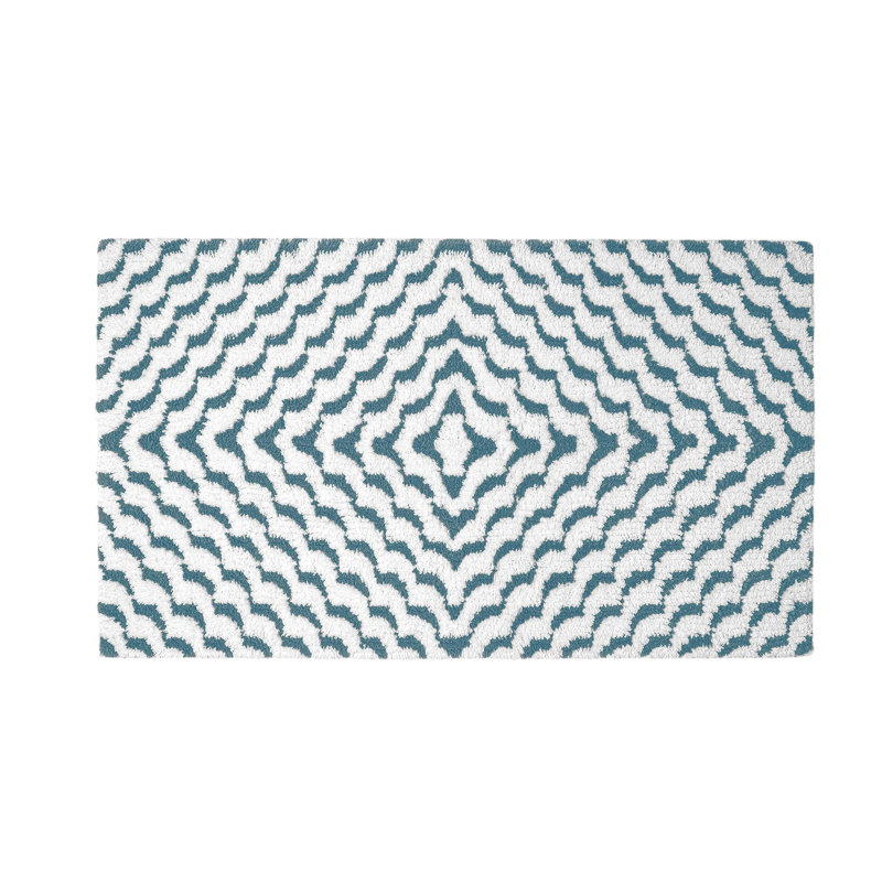Mystic Geometric Bath Rug, French Blue