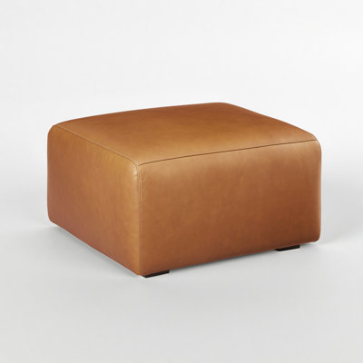 Genuine Leather Square Pouf Ottoman