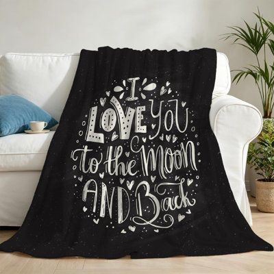 Jeté en flanelle transparente molletonnée, imprimé «I Love You To The Moon»