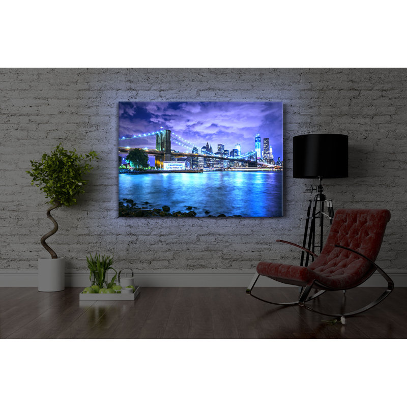 Skyline New York by No - Wrapped Canvas Print, 40cm H x 60cm W x 4.5cm D, With lighting
