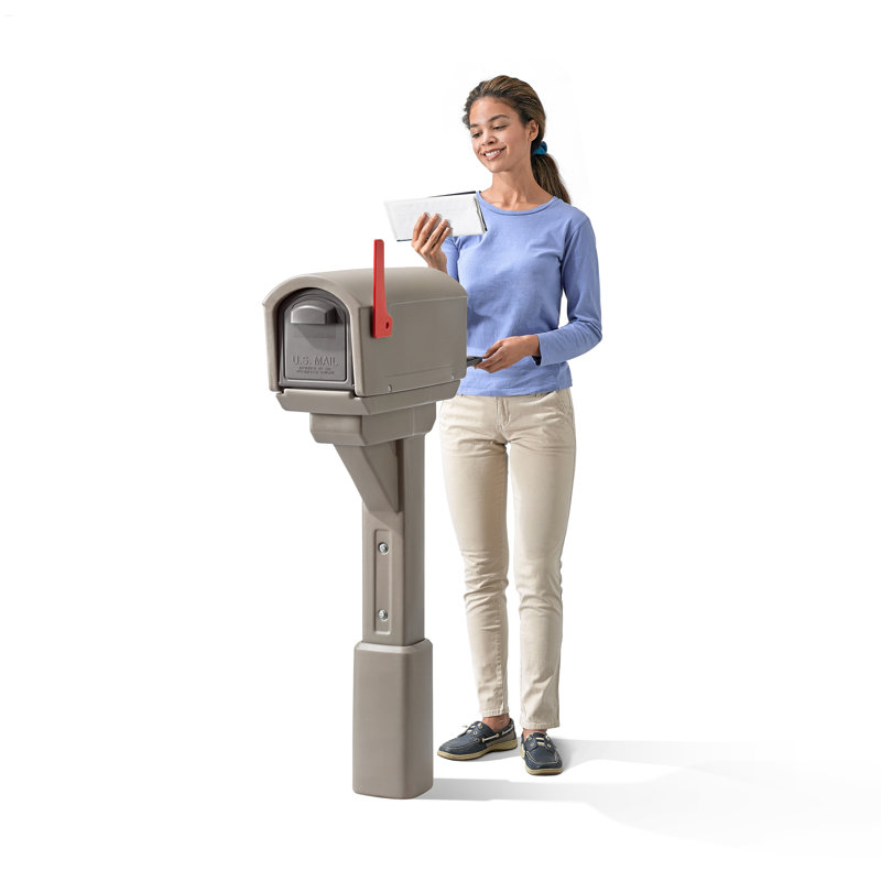 Step2 MailMaster Express Mocha Post Mounted Mailbox, Mocha, Mocha