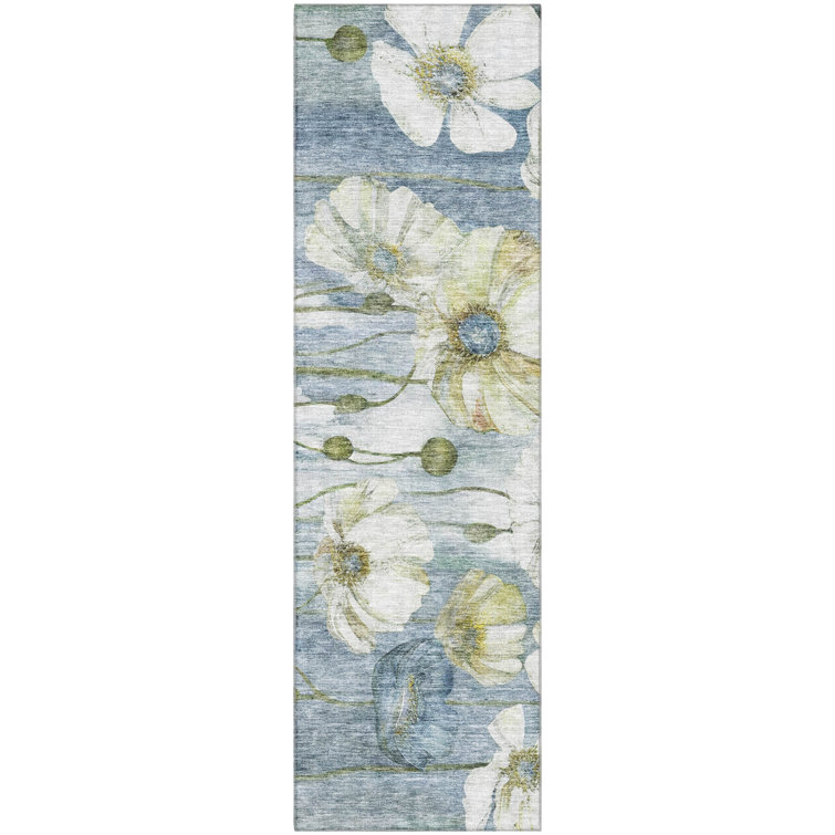 Premium Machine Washable Prisco Blue Rug
