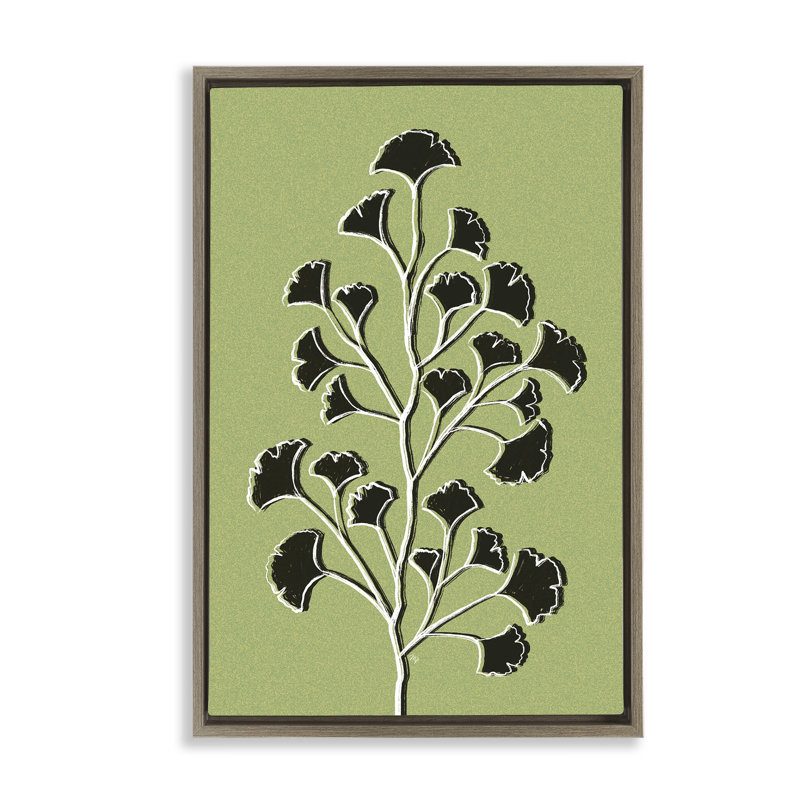 Cadre flottant Lime Gingko Sprig, design par Martina Pavlova, H 25 po x l 17 po, Cadre flottant orme Montalcino