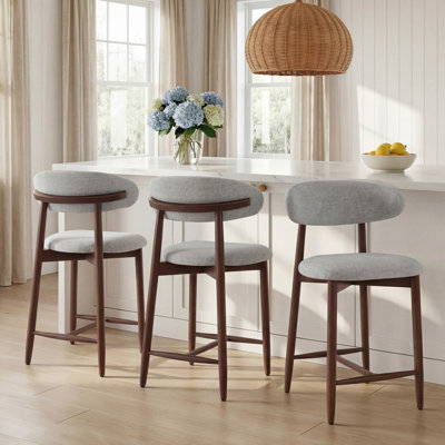Upholstered Counter Height Bar Stool with Solid Wood legs