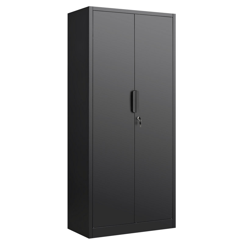 Storage Cabinet, 2-Door File Cabinet With Lock, 4 Adjustable Shelves For Office, Home, Black