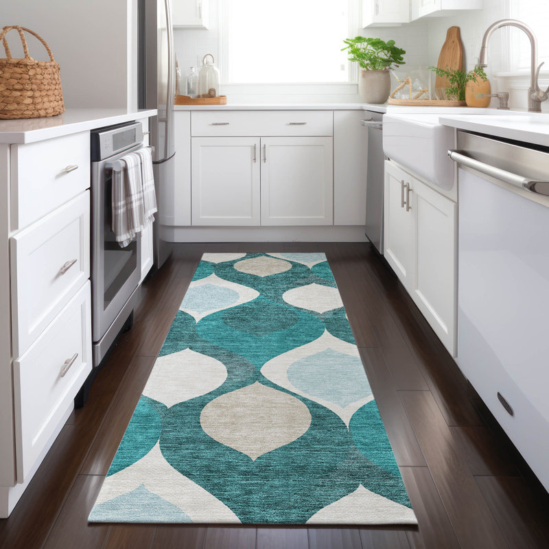 Washable Geometric Indoor / Outdoor Rug, Runner 2'3" x 7'6"