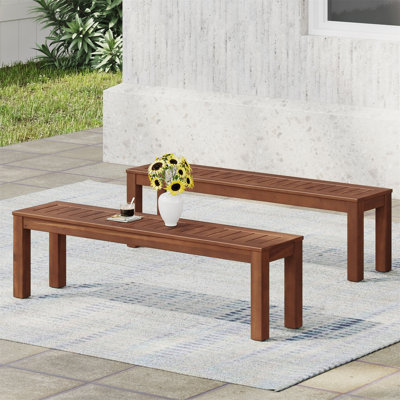 Acacia Wood Patio Bench (Set of 2)