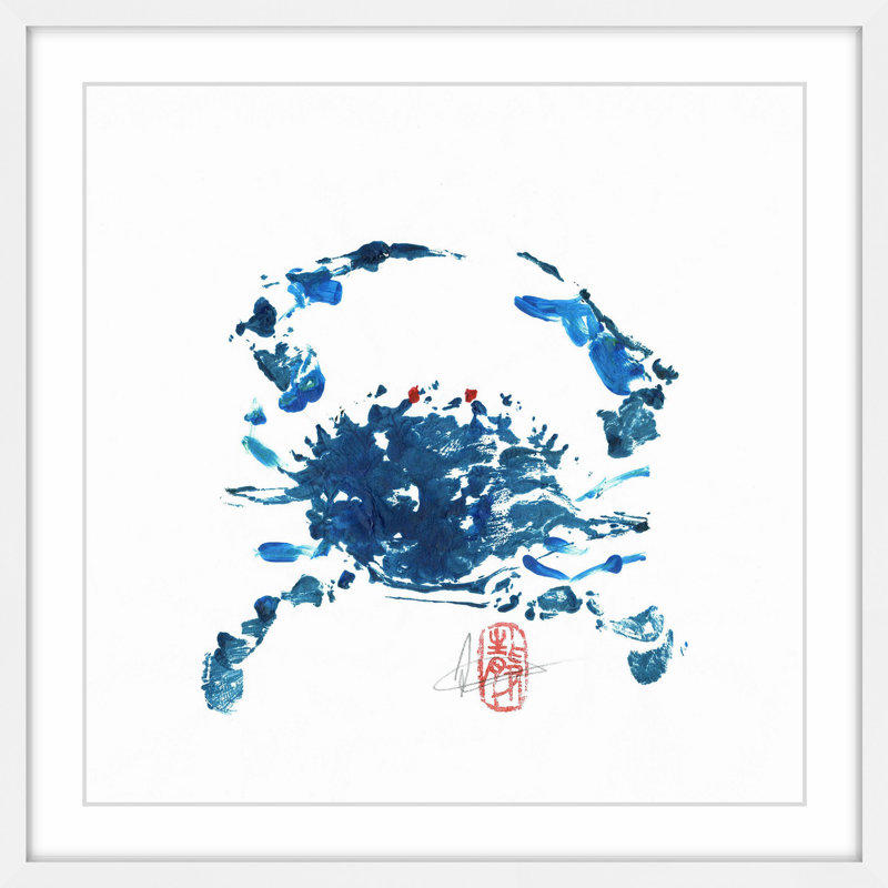 « blue crab », reproduction d’art encadrée, H 32 po x l 32 po x P 1,5 po