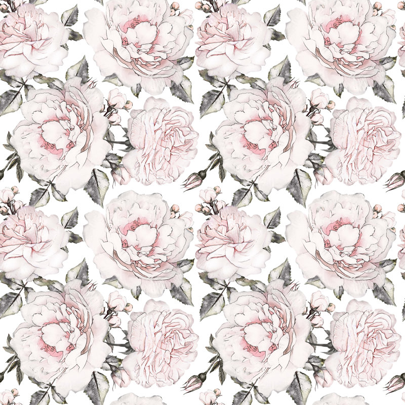 Panneau mural 4 pièces pivoines Knightsen, L 8,33 pi x l 100 po