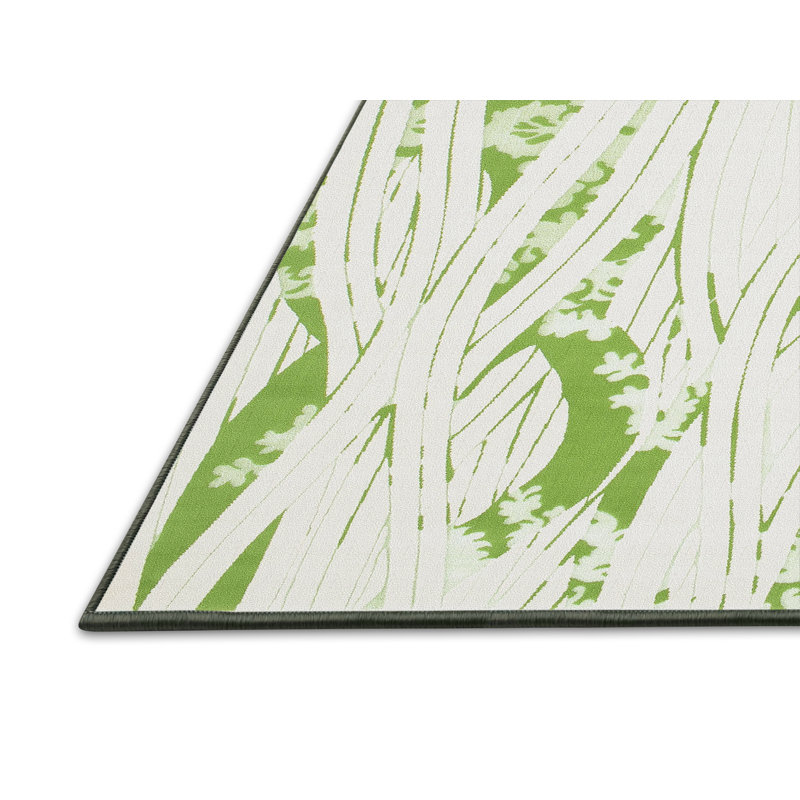 Tapis abstrait vert / crème, Rectangle 2 pi x 4 pi