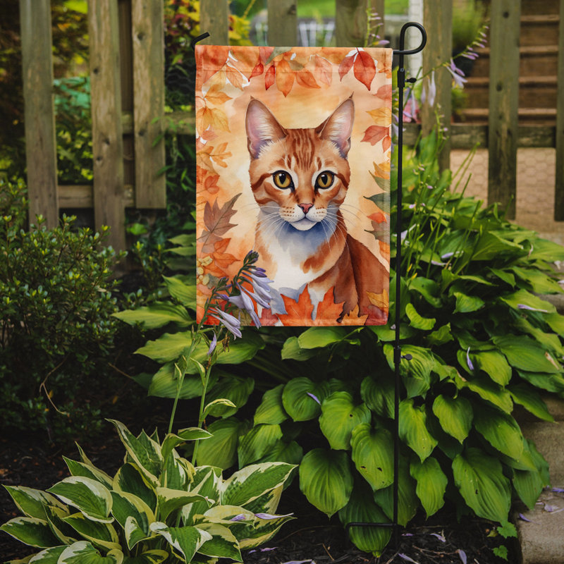 Chat en feuilles d'automne drapeau de jardin, Mau arabe