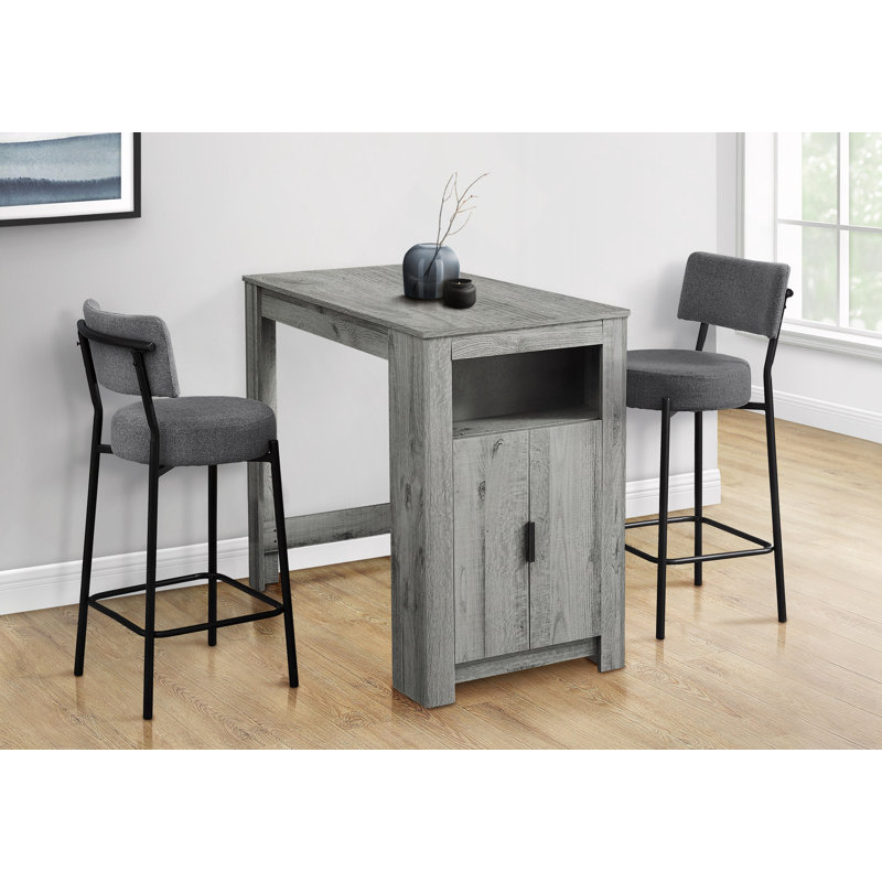 Table de salle à manger, rectangulaire, 48 po, hauteur de comptoir, petite cuisine, rangement, contemporain, Gris