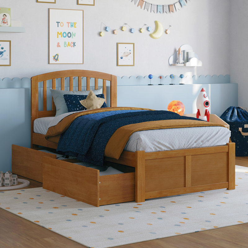 Richmond Solid Wood Platform Bed with Panel Footboard and Storage Drawers, Twin