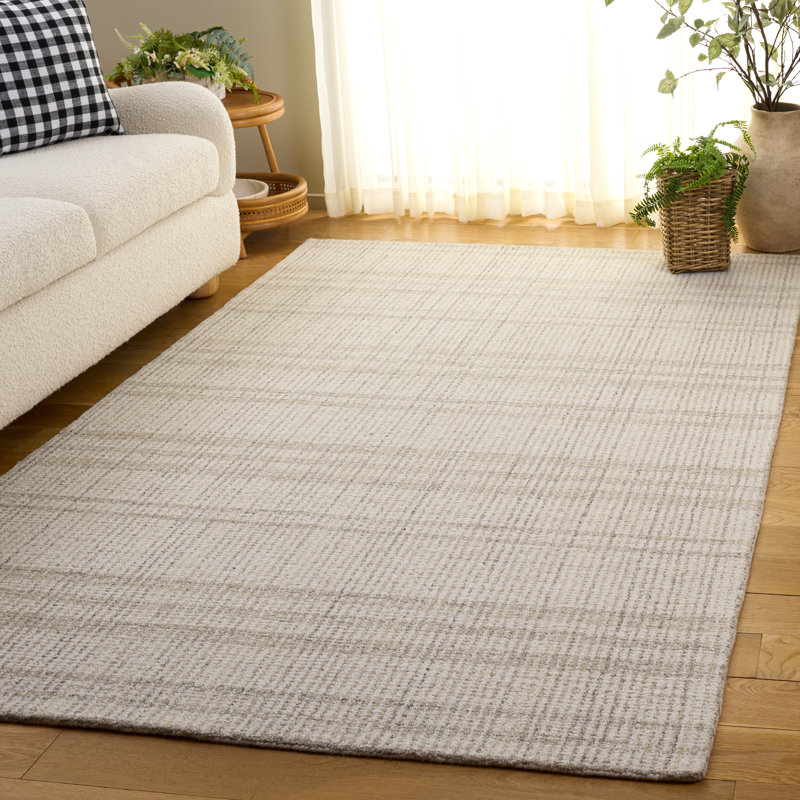 Abstract Hand Tufted Wool; Cotton Striped Indoor Rug, 5'-0" x 8'-0" Rectangle