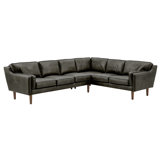 Hewett 2-Piece Oxford Leather Sectional Sofa - 6-Seat