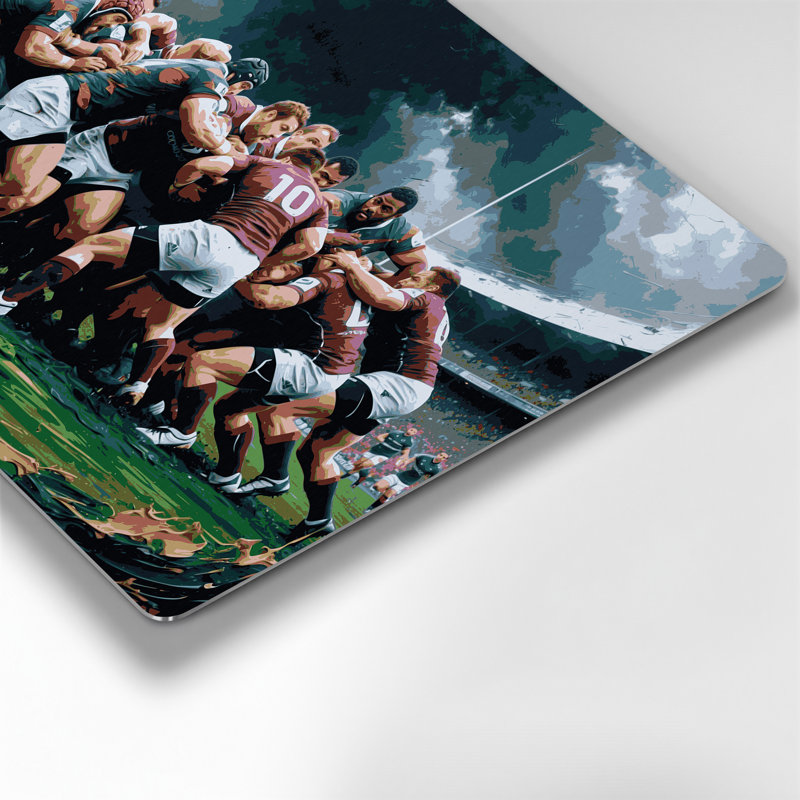 Art mural noir en métal Sports Rugby, H 20 po x l 24 po