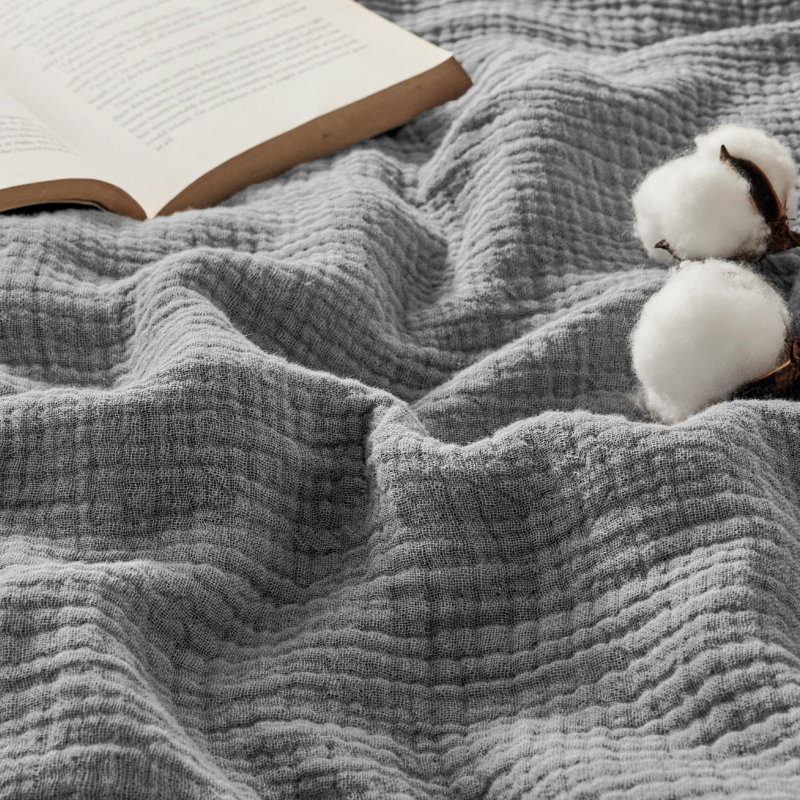 Bedsure 100% Cotton Muslin Blanket For Bed - 4-Layer Breathable And Lightweight Muslin Blanket For Summer, Soft Gauze Fall Blanket