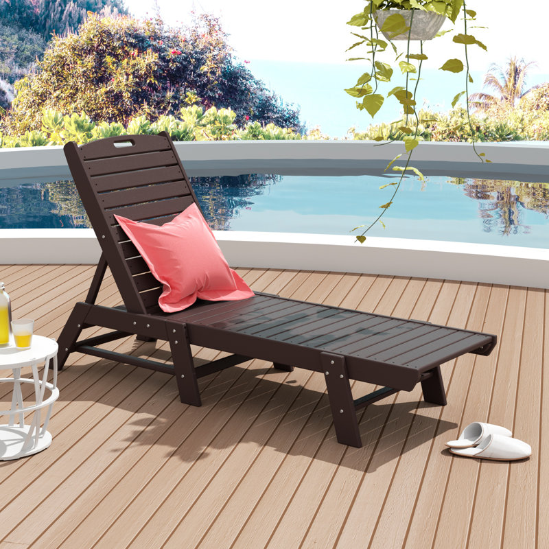 Chaise longue d'extérieur en PEHD Laguna, Marron foncé