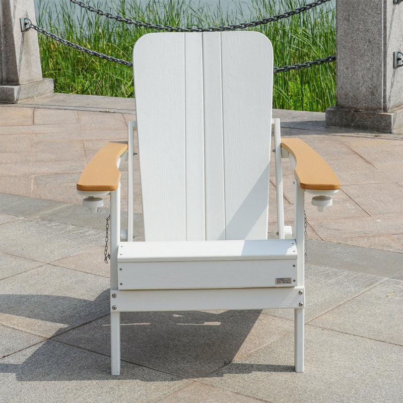 Breianna Foldable Outdoor Adirondack Chair, White