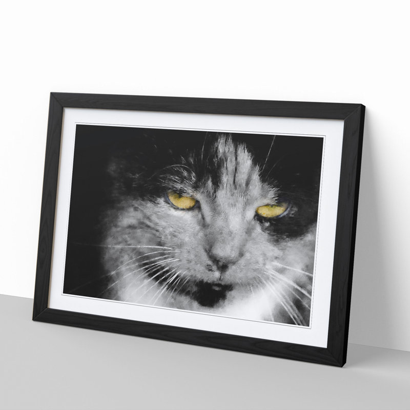 Portrait of a Cat Vol.4 - Picture Frame Painting, 36cm H x 48cm W x 2cm D, Black Framed
