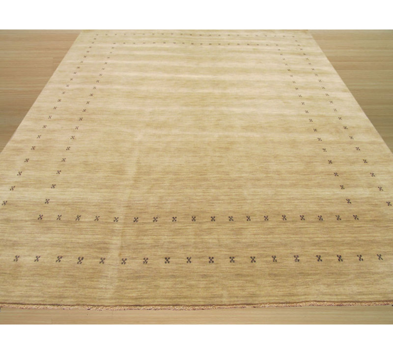 Jasmine Alluring Beige Handmade Wool Transitional Solid Area Rug, Rectangle 5' x 8'
