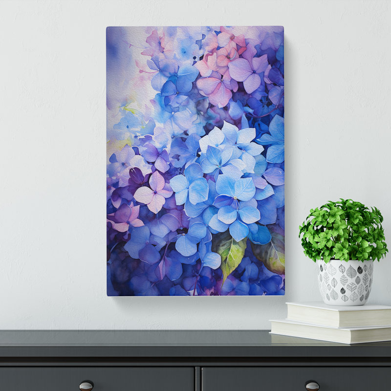 Hydrangea Action Painting - Print, 76cm H x 50cm W x 3cm D