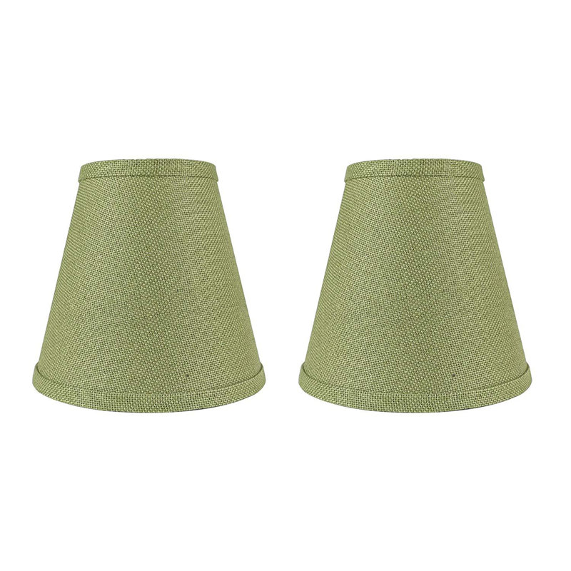 Abat-jour empire en soie 7 po H, 8.5" H x 9" W x 9" D, Toile de jute vert kaki