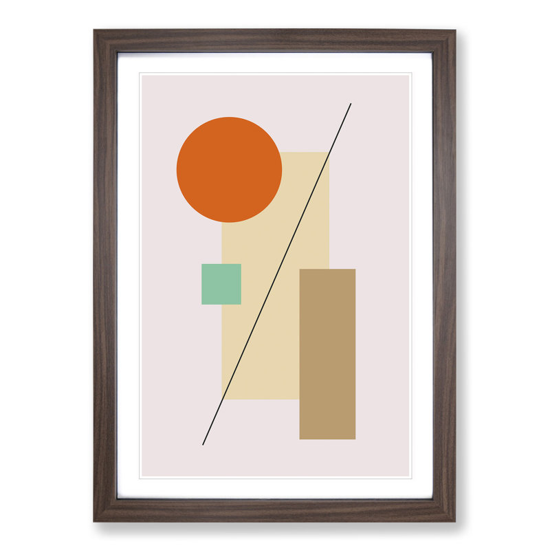 Abstract Blocks - Framed Print, 36cm H x 27cm W x 2cm D, Walnut