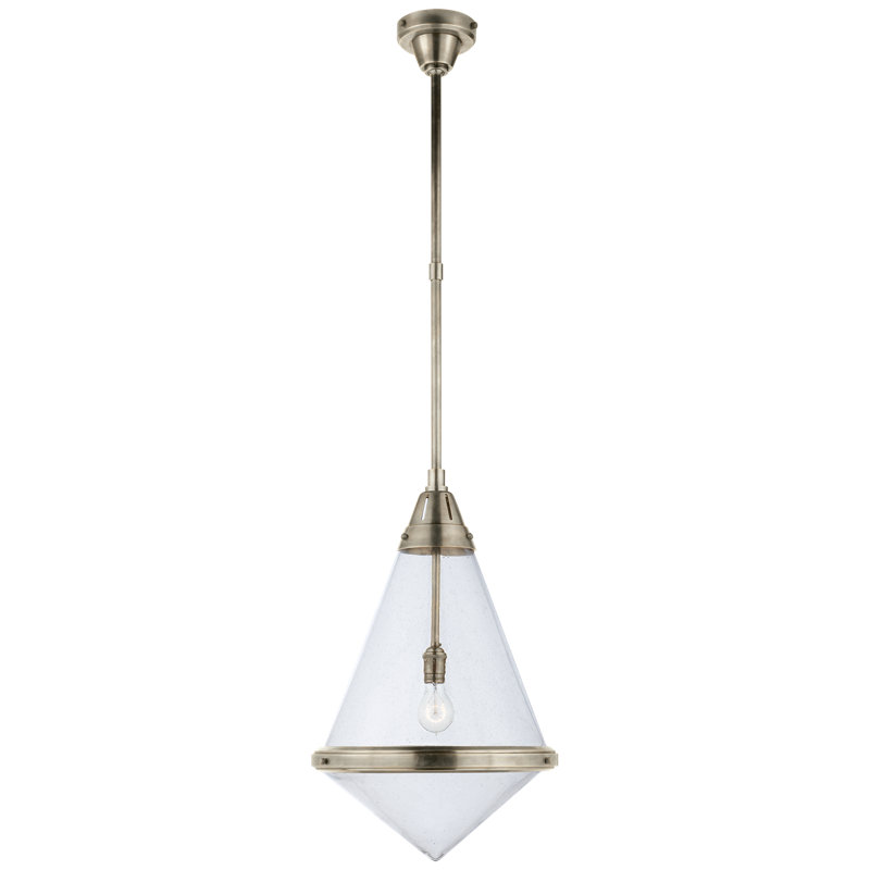 Thomas O'Brien Gale Small Pendant, Polished Nickel, 51" H x 15.5" W x 15.5" D, Seeded