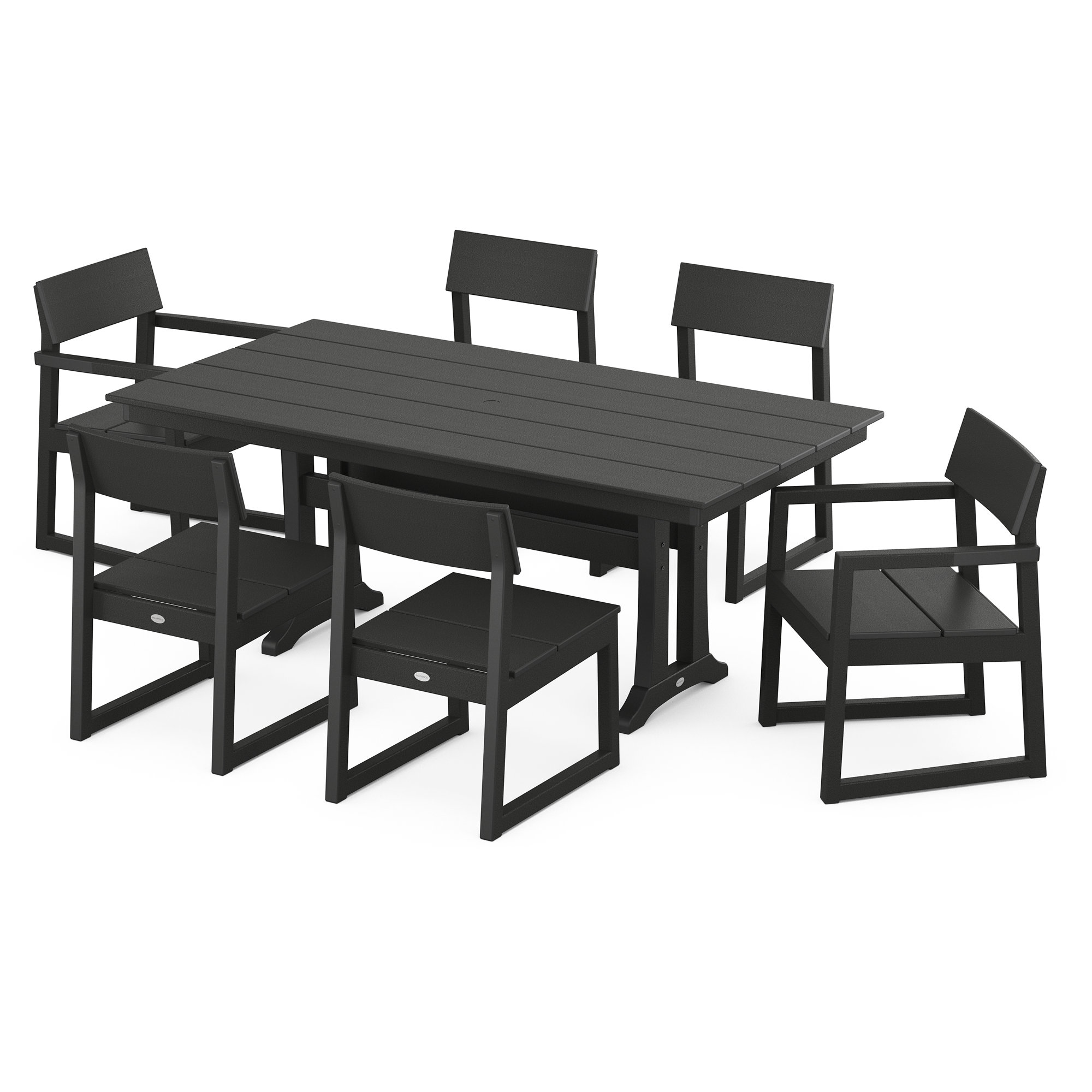 Edge 7 Piece 72.25'' Farmhouse Dining Set, Black