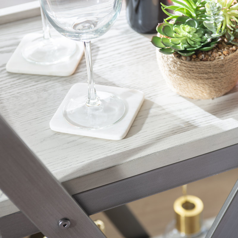 Rustic Multi-Tray Bar Cart, Gray