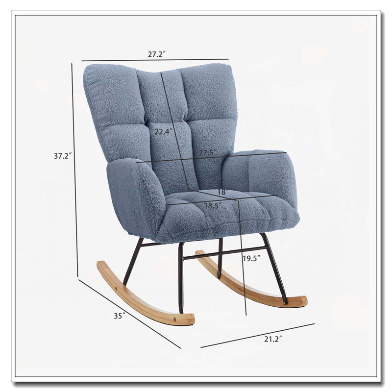 Chaise berçante en tissu Teddy, Bleu clair