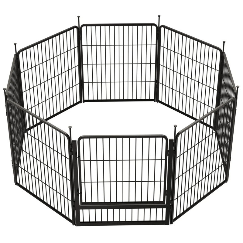 Multi-sized Metal Dog Exercise Pen Panels with 1 Doors, 32" H x 321.6" W, Black