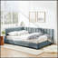 Structure de lit rembourrée capitonnée, canapé-lit avec dossier confortable et accoudoirs pour une utilisation polyvalente dans la chambre à coucher ou le salon-1083451955