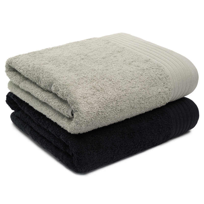 Lorena Midweight Bath Sheet, Black/Silver
