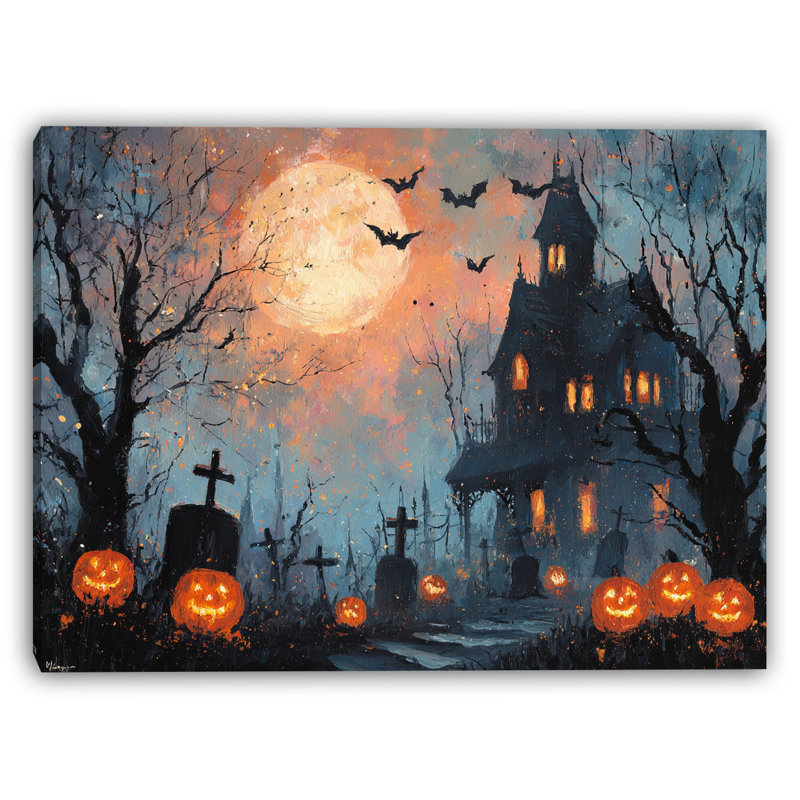 Art mural sur toile Haunted House, H 16 po x l 24 po