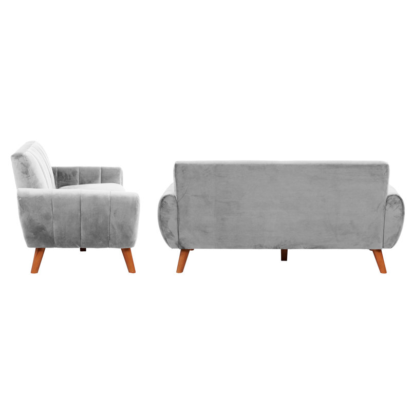 Velours gris - 2 pièces, cadre en bois chaud, H 60 po x 35 po 33 po, velours 2 pièces 82 po, froid