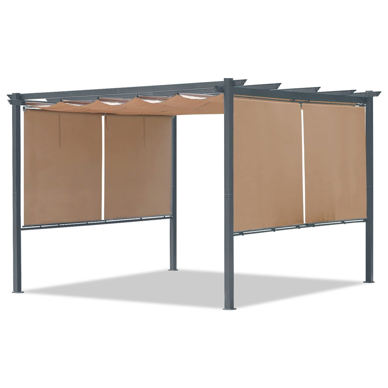 Aoodor Aluminum Pergola with Canopy, Brown, 10 ft. x 12 ft.