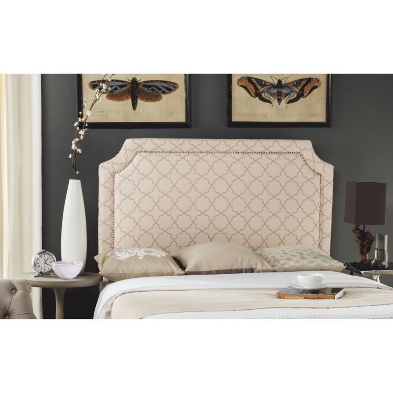 Stallings Upholstered Headboard, Pale Pink/Beige, Full, Linen