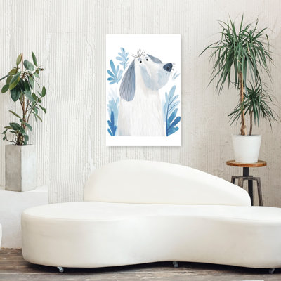 Curious White Dog Playful Serene Whimsical Dog Nature Portrait Wall Art Print by Mathieu - Wrapped Canvas Print