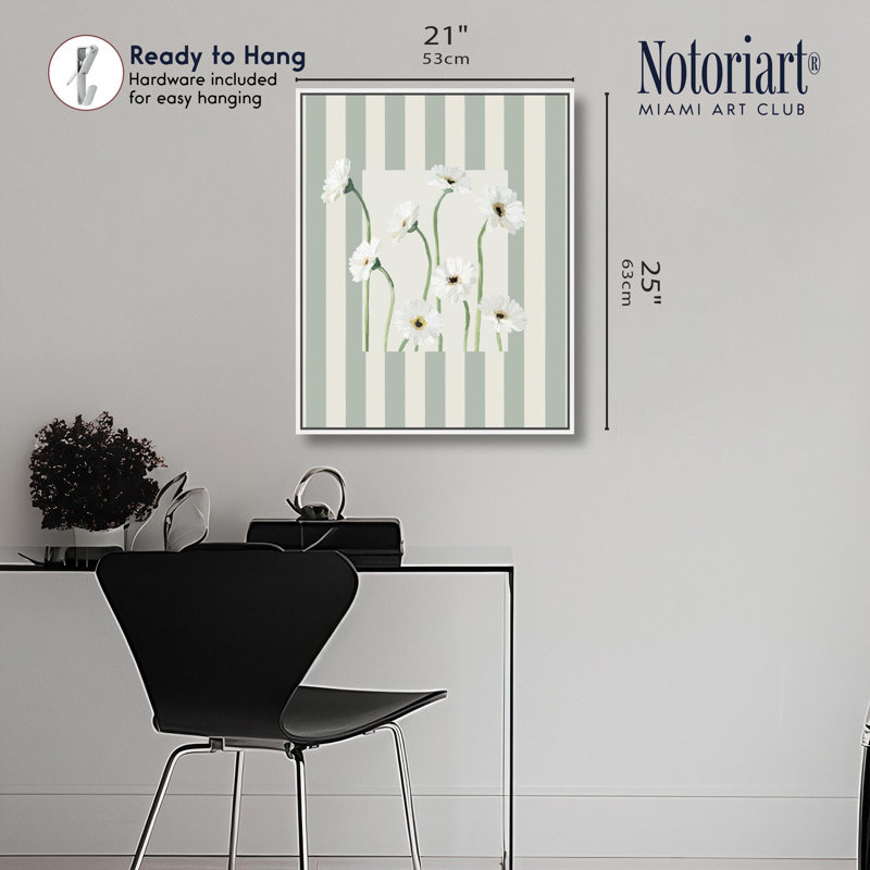 «Daisy Window Boho», impression sur toile par Notoriart, H 20 po x l 24 po, Cadre doré