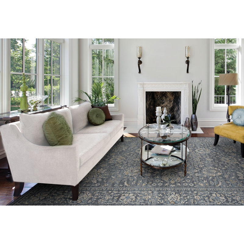 Tapis de performance oriental gris ardoise Ania, Rectangle 6 pi 6 po x 9 pi 6 po