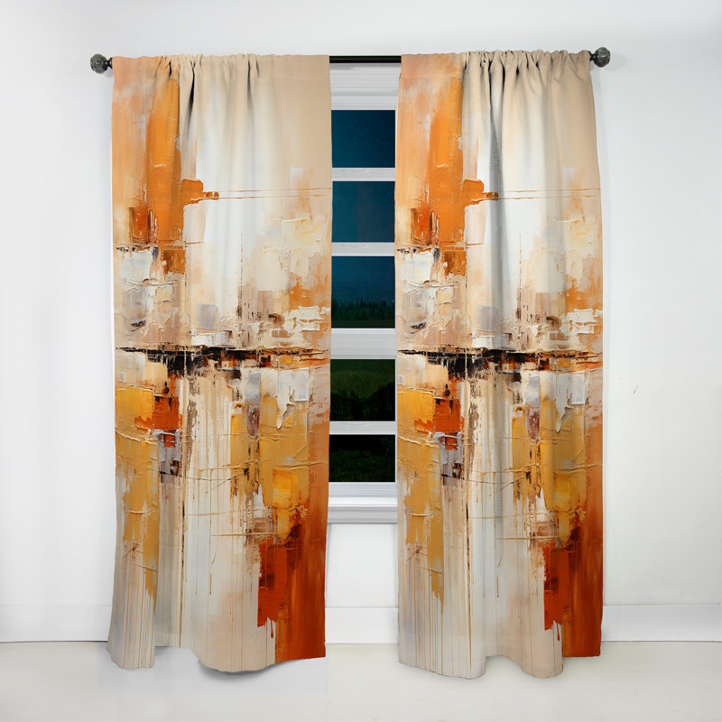 Glam Orange Beige Collage II - Fashion Curtain - Velvet Room Darkening - 1 Panel, 52" W x 120" L