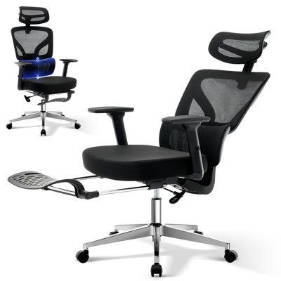 Chaise de bureau ergonomique en filet à dossier haut avec accoudoirs réglables en 3D, support lombaire réglable, inclinaison de 135 °, capacité de poids de 300 lb pour le bureau à domicile et les jeux