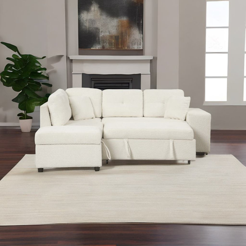 Canapé modulaire 2 pièces Chyleen, Chenille crème