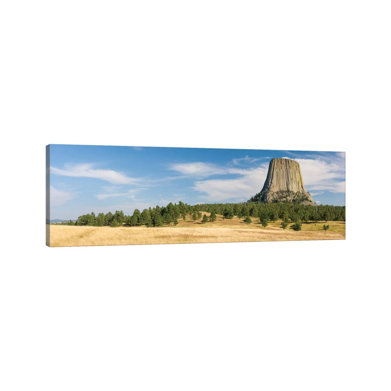 Devils Tower Seen From Joyner Ridge Trail, Devils Tower National Monument, Wyoming, USA - Wrapped Canvas Panoramic Print