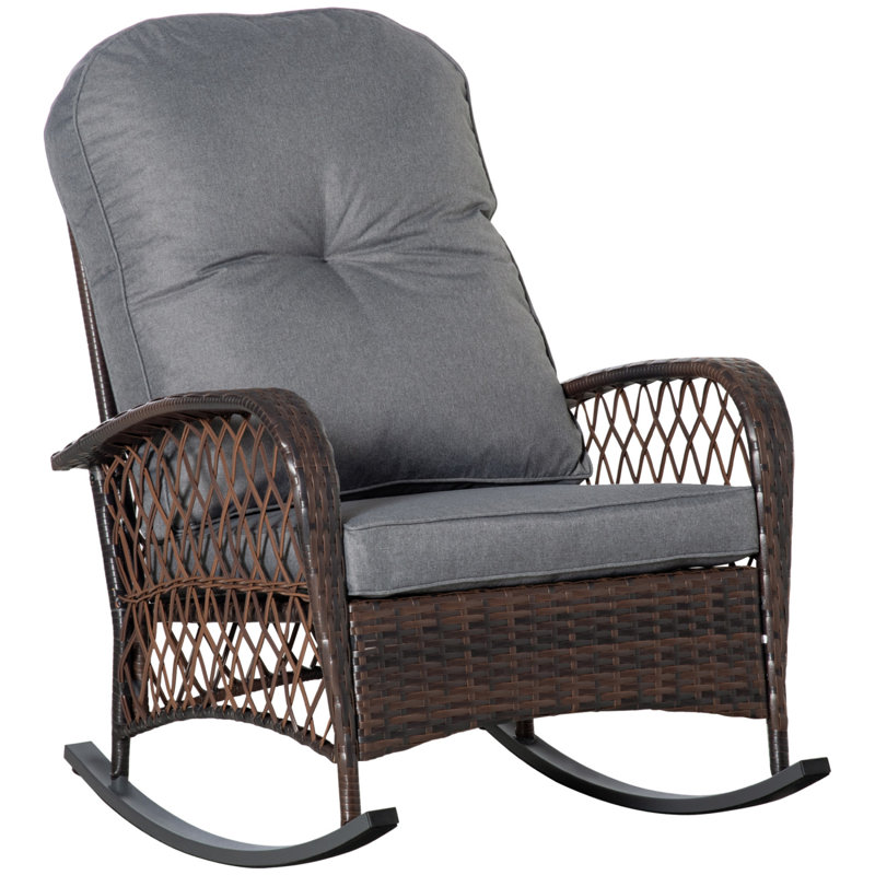 Chaise berçante en osier pour l'extérieur Outsunny, Gris