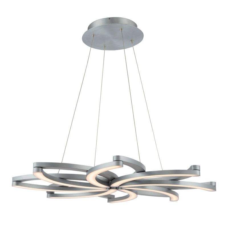 Bloom 1 - Light LED Unique/Statement Pendant, Brushed Aluminum