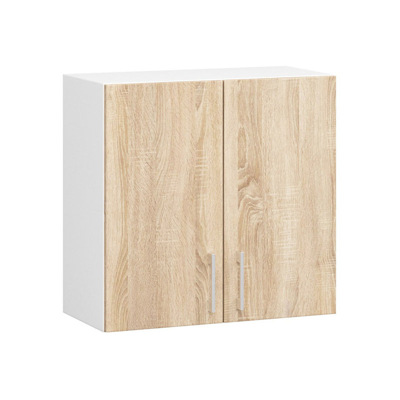 Lima kitchen wall cabinet in white and sonoma oak, 58cm H x 60cm W x 30.5cm D